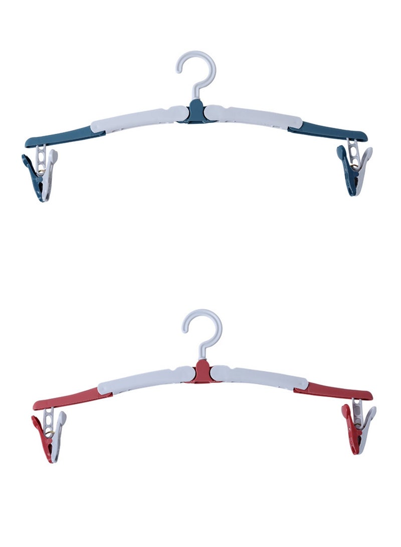 2 Pcs Folding Travel Hangers Foldable with Clips Folding Clothes Hangers Portable Foldable Hangers Collapsible Coat Hanger Travel Drying Rack for Clothes - Image 1